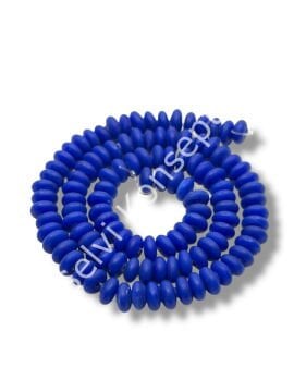 El Yapımı Mat Disk Rondela Dizi Cam Boncuk Lacivert 7,5x3,5 mm