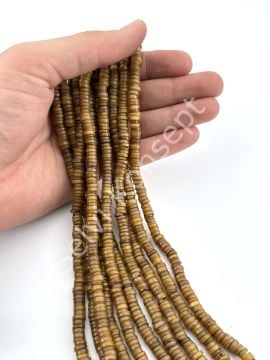 Rondela Kahverengi Silindir Doğal Sedef Taşı Dizi 6x2 mm