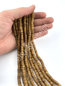 Rondela Kahverengi Silindir Doğal Sedef Taşı Dizi 6x2 mm
