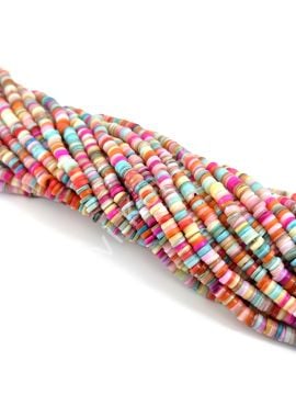 Soft Renkli Rondela Silindir Doğal Sedef Taşı Dizi 6x2 mm