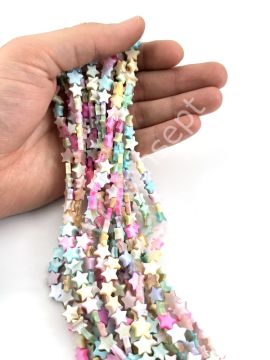 Soft Renkli Yıldız Doğal Sedef Taşı Dizi 8 mm