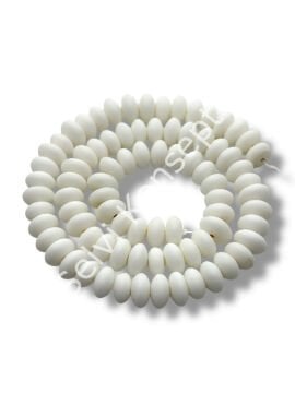 El Yapımı Mat Disk Rondela Dizi Cam Boncuk Beyaz 9x5 mm