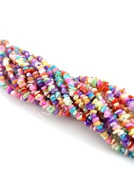Soft Renkli Kırık Doğal Sedef Taşı Dizi 6-8 mm
