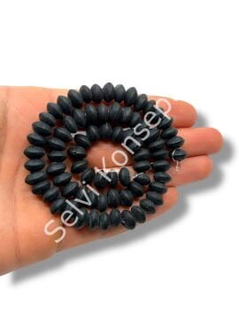 El Yapımı Mat Disk Rondela Dizi Cam Boncuk Siyah 9x5 mm