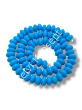 El Yapımı Mat Disk Rondela Dizi Cam Boncuk Mavi 9x5 mm