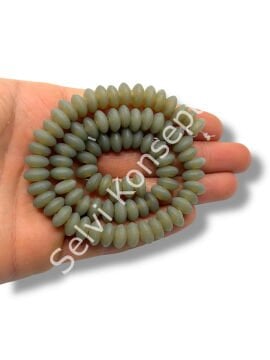 El Yapımı Mat Disk Rondela Dizi Cam Boncuk Duman Gri 9~10x5 mm