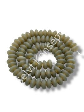 El Yapımı Mat Disk Rondela Dizi Cam Boncuk Duman Gri 9~10x5 mm