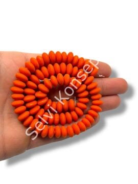 El Yapımı Mat Disk Rondela Dizi Cam Boncuk Turuncu 9~10x5 mm