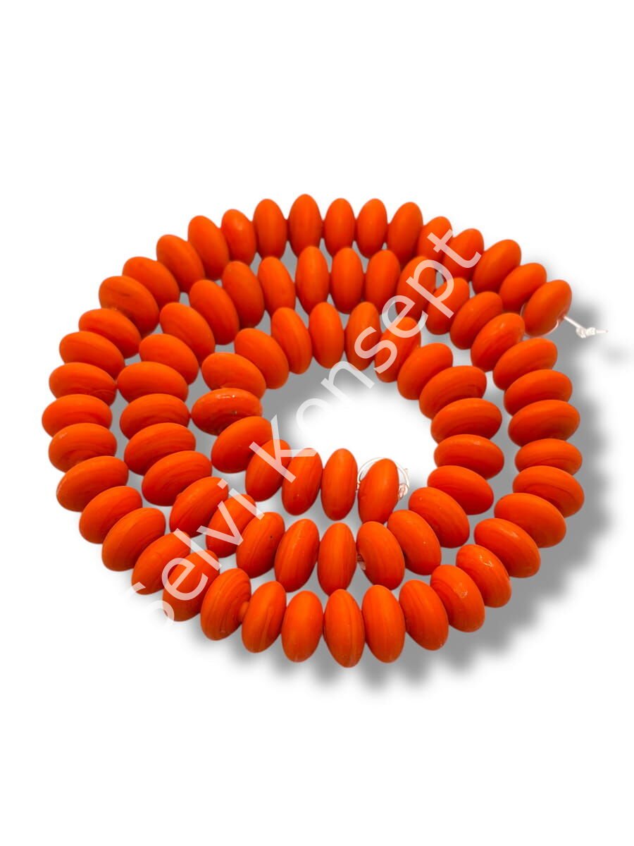 El Yapımı Mat Disk Rondela Dizi Cam Boncuk Turuncu 9~10x5 mm