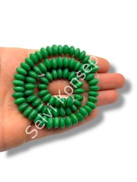 El Yapımı Mat Disk Rondela Dizi Cam Boncuk Orman Yeşili 9~10x5 mm