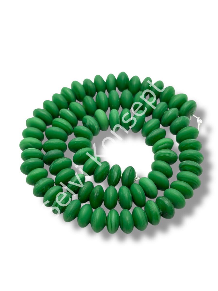 El Yapımı Mat Disk Rondela Dizi Cam Boncuk Orman Yeşili 9~10x5 mm