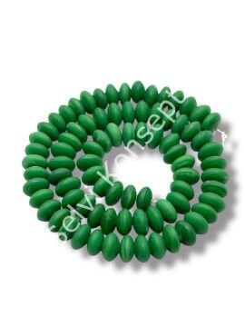 El Yapımı Mat Disk Rondela Dizi Cam Boncuk Orman Yeşili 9~10x5 mm