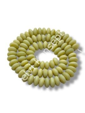 El Yapımı Mat Disk Rondela Dizi Cam Boncuk Krem 9~10x5 mm