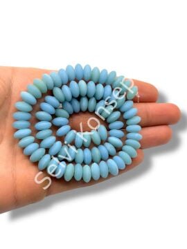 El Yapımı Mat Disk Rondela Dizi Cam Boncuk Alacalı Bebek Mavisi 9~10x5 mm