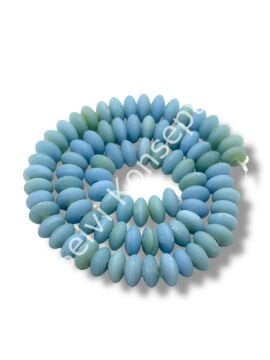 El Yapımı Mat Disk Rondela Dizi Cam Boncuk Alacalı Bebek Mavisi 9~10x5 mm