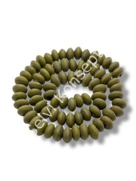 El Yapımı Mat Disk Rondela Dizi Cam Boncuk Haki Yeşili 9~10x5 mm