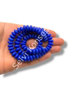 El Yapımı Mat Disk Rondela Dizi Cam Boncuk Lacivert 9~10x5 mm