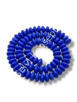 El Yapımı Mat Disk Rondela Dizi Cam Boncuk Lacivert 9~10x5 mm