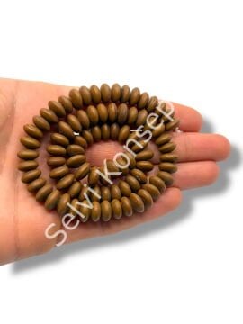 El Yapımı Mat Disk Rondela Dizi Cam Boncuk Kahverengi 9~10x5 mm