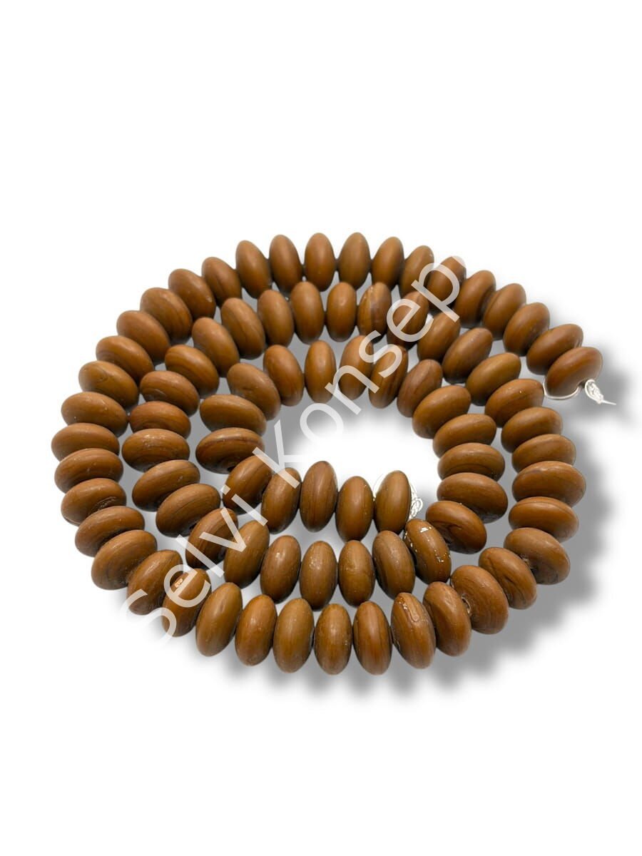 El Yapımı Mat Disk Rondela Dizi Cam Boncuk Kahverengi 9~10x5 mm