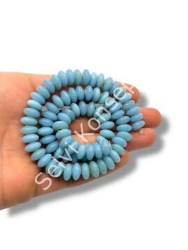 El Yapımı Parlak Disk Rondela Dizi Cam Boncuk Alacalı Bebek Mavisi 9~10x5 mm