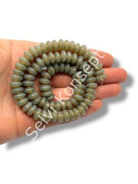 El Yapımı Parlak Disk Rondela Dizi Cam Boncuk Duman Gri 9~10x5 mm