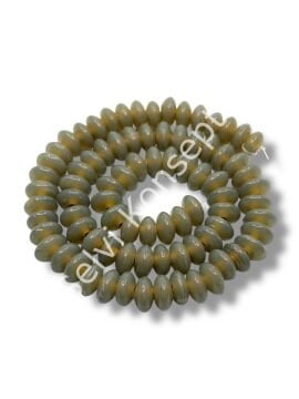 El Yapımı Parlak Disk Rondela Dizi Cam Boncuk Duman Gri 9~10x5 mm