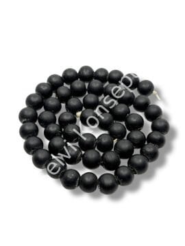 El Yapımı Mat Yuvarlak Dizi Cam Boncuk Siyah 10 mm