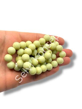 El Yapımı Mat Yuvarlak Dizi Cam Boncuk Krem 10 mm