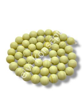 El Yapımı Mat Yuvarlak Dizi Cam Boncuk Krem 10 mm