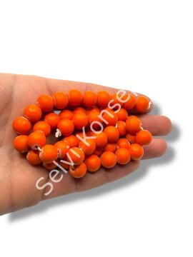 El Yapımı Mat Yuvarlak Dizi Cam Boncuk Turuncu 10 mm