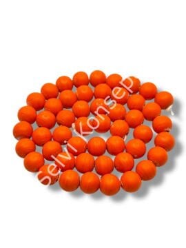 El Yapımı Mat Yuvarlak Dizi Cam Boncuk Turuncu 10 mm