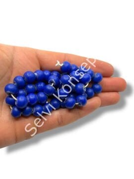 El Yapımı Mat Yuvarlak Dizi Cam Boncuk Lacivert 10 mm
