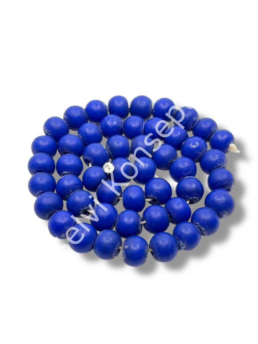 El Yapımı Mat Yuvarlak Dizi Cam Boncuk Lacivert 10 mm