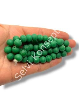 El Yapımı Mat Yuvarlak Dizi Cam Boncuk Orman Yeşili 10 mm
