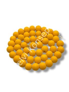 El Yapımı Mat Yuvarlak Dizi Cam Boncuk Hardal 10 mm