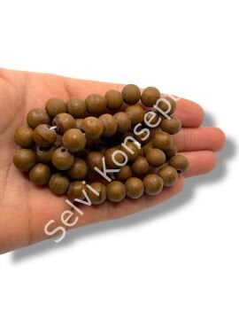 El Yapımı Mat Yuvarlak Dizi Cam Boncuk Kahverengi 10 mm