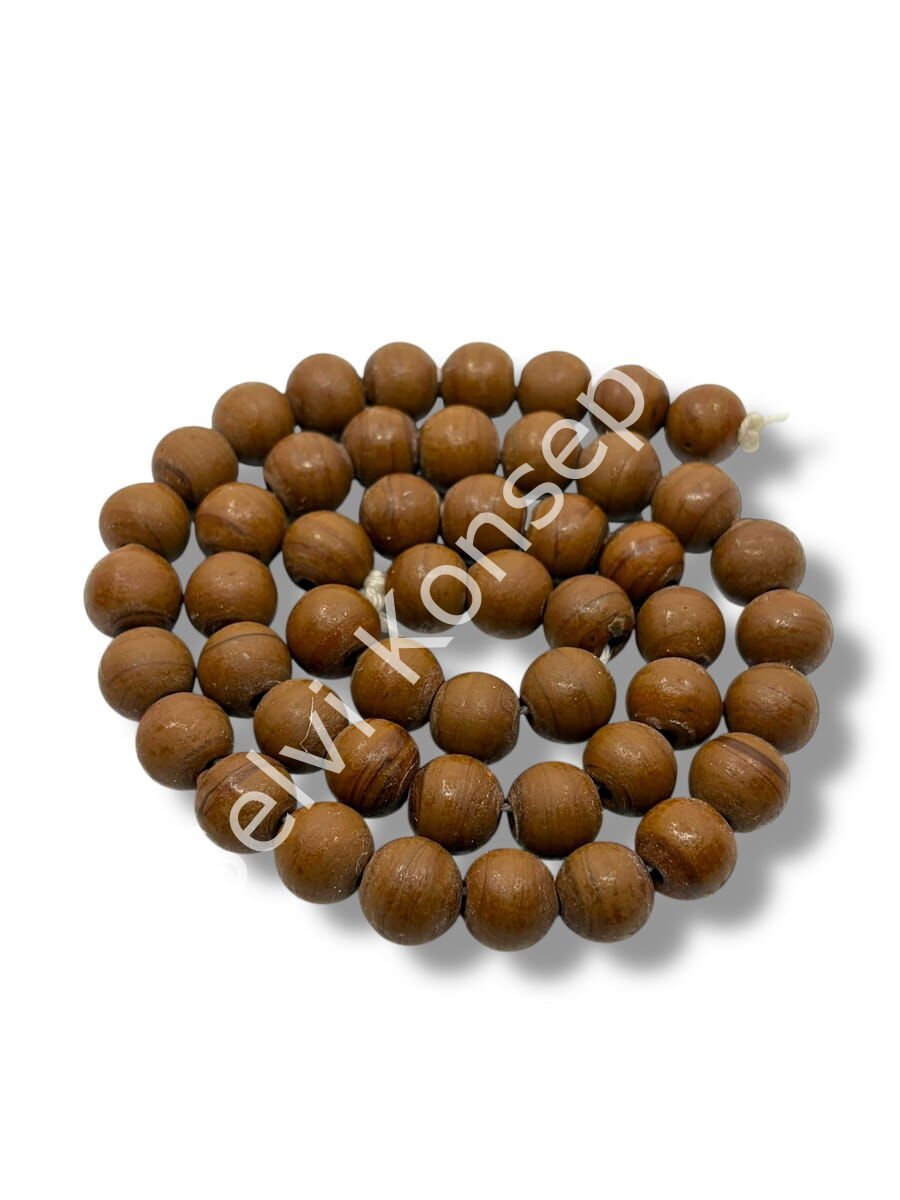 El Yapımı Mat Yuvarlak Dizi Cam Boncuk Kahverengi 10 mm