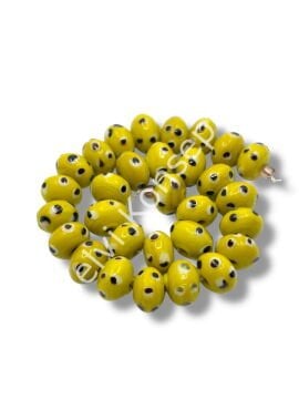 Şarlama Sanatı Benekli Tombul Rondela Sarı Dizi Cam Boncuk