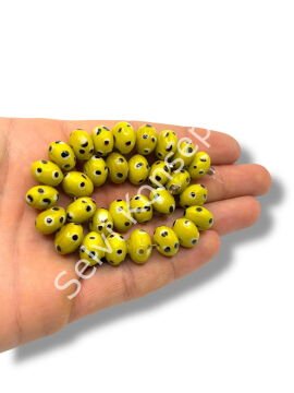 Şarlama Sanatı Benekli Tombul Rondela Sarı Dizi Cam Boncuk