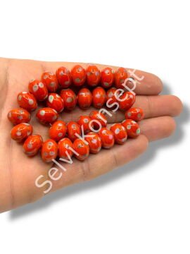 Şarlama Sanatı Benekli Tombul Rondela Turuncu Dizi Cam Boncuk