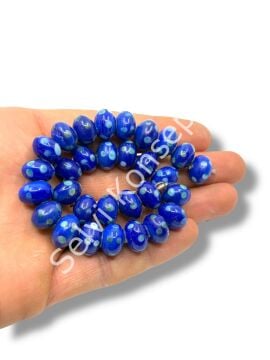 Şarlama Sanatı Benekli Tombul Rondela Lacivert Dizi Cam Boncuk