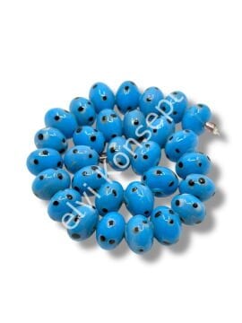 Şarlama Sanatı Benekli Tombul Rondela Mavi Dizi Cam Boncuk