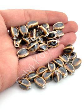 Otantik Seramik Boncuk 8x12 mm Kahverenği