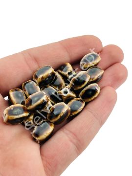 Otantik Seramik Boncuk 8x12 mm Kahverenği