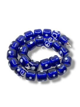 Şarlama Sanatı Benekli Silindir Şeffaf Lacivert Dizi Cam Boncuk