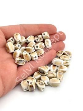 Otantik Seramik Boncuk 8x12 mm Krem