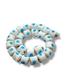 Şarlama Sanatı Benekli Silindir Beyaz Dizi Cam Boncuk