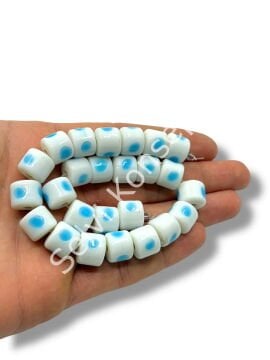 Şarlama Sanatı Benekli Silindir Beyaz Dizi Cam Boncuk