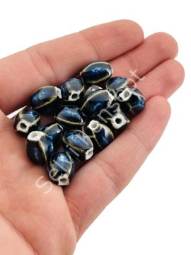 Otantik Seramik Boncuk 8x12 mm Lacivert